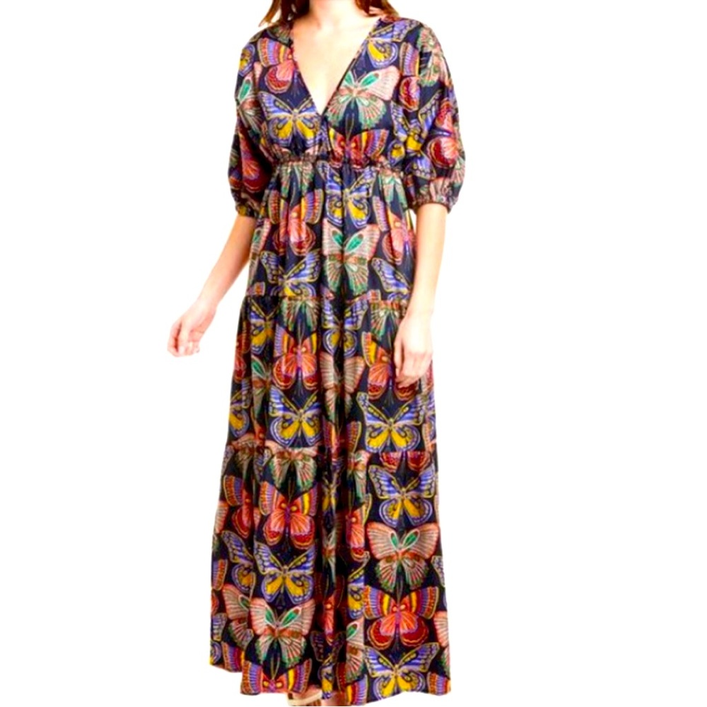 Trina Turk Argo Iris Butterfly Prink Maxi Dress